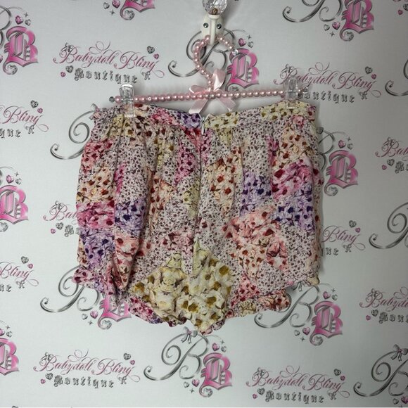 Minkpink shorts skirt skort floral flowers multi rainbow π color zipper back - Picture 2 of 7